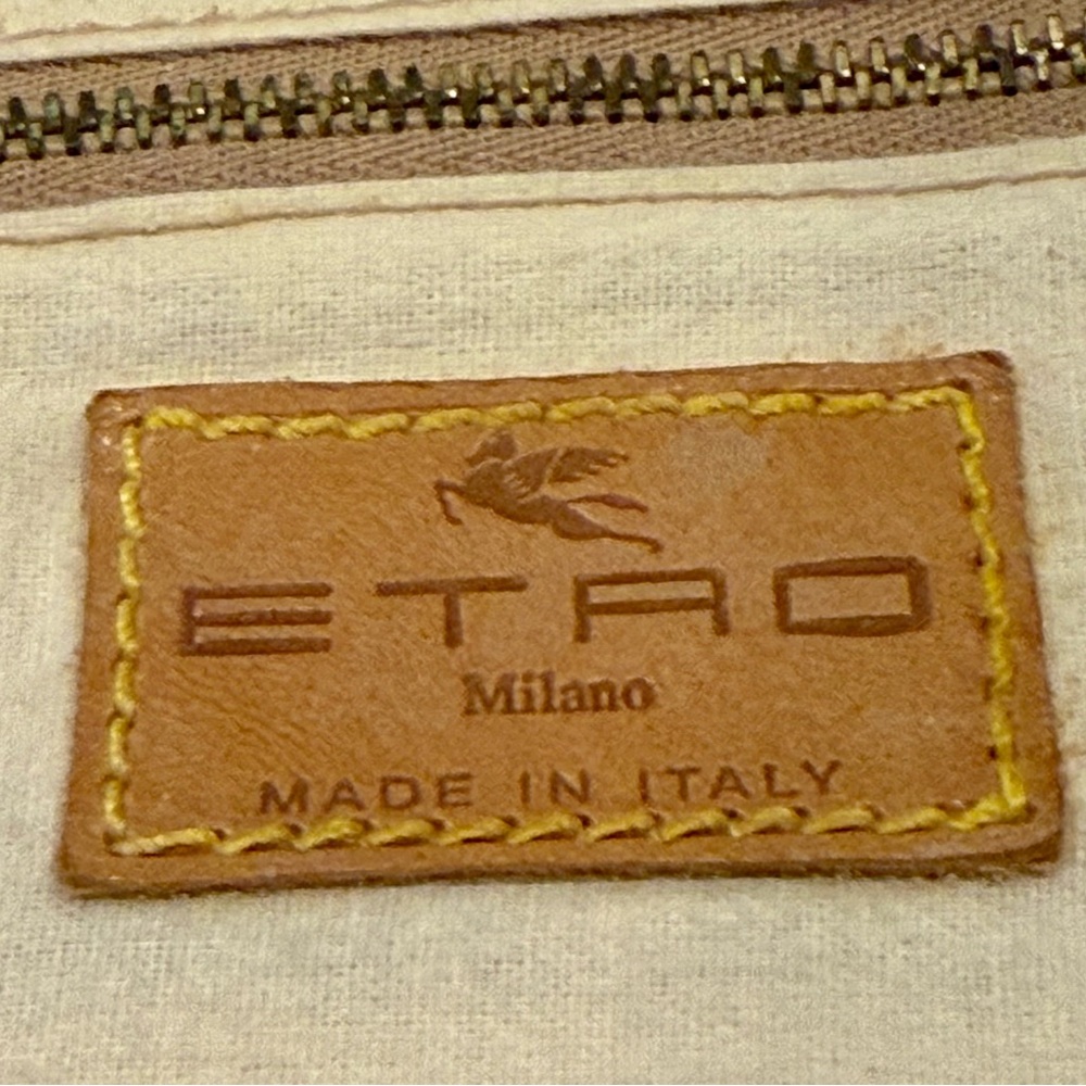 Vintage ETRO A Gorgeous EUC Paisley Print Luxury Italian Leather Satchel - Picture 12 of 14